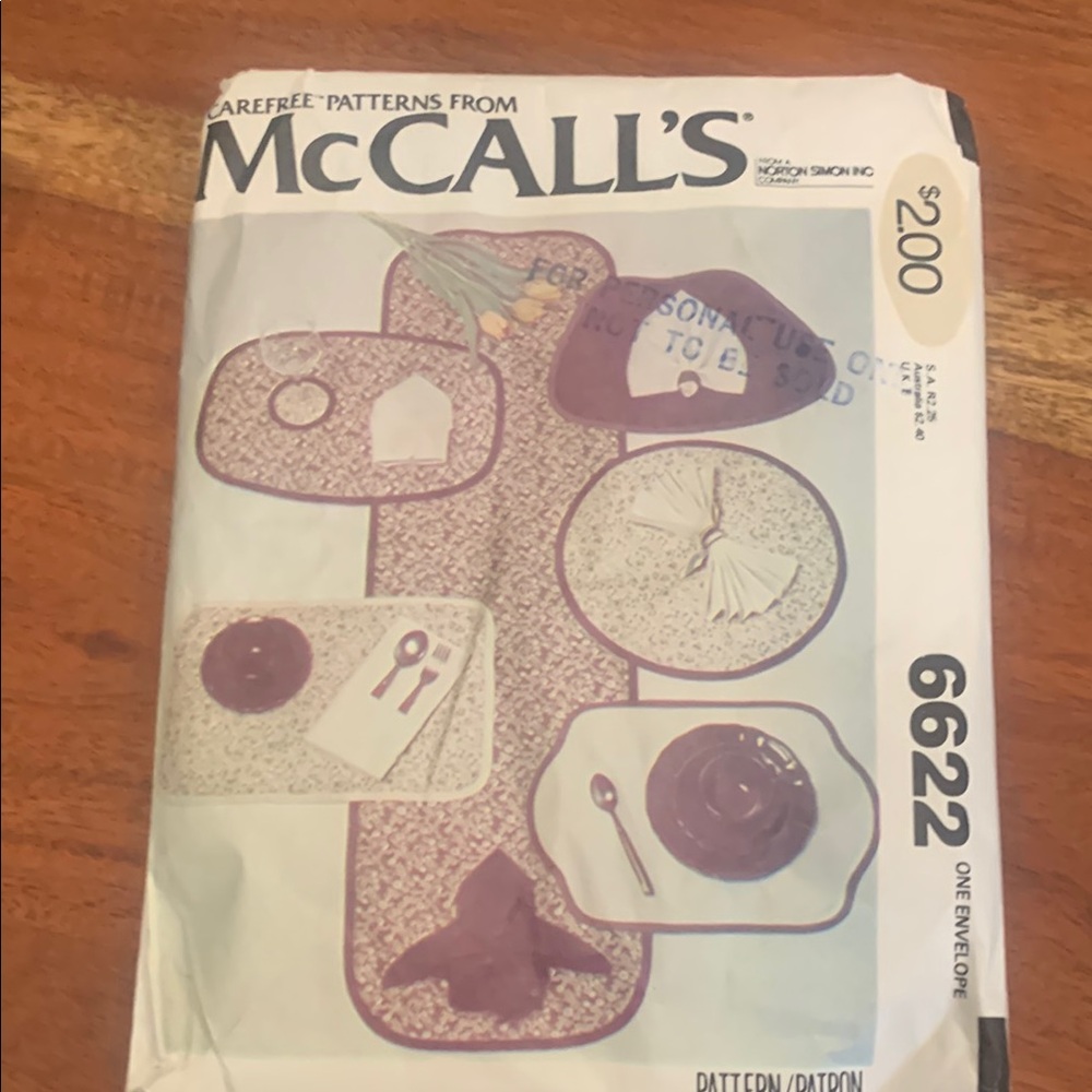 3for$15 McCalls vintage linens sewing pattern new
